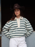 Gestreifter Pullover Damen mit Kragen und lockerer Passform - 1
