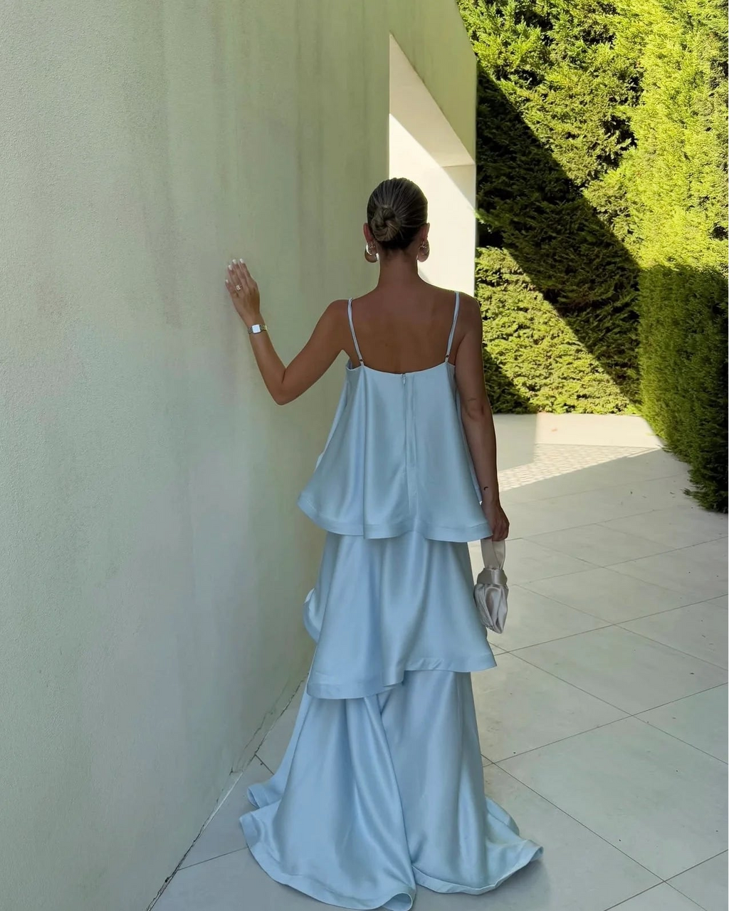 Maxikleid Damen mit schwingendem Rock und schmalen Trägern - 5