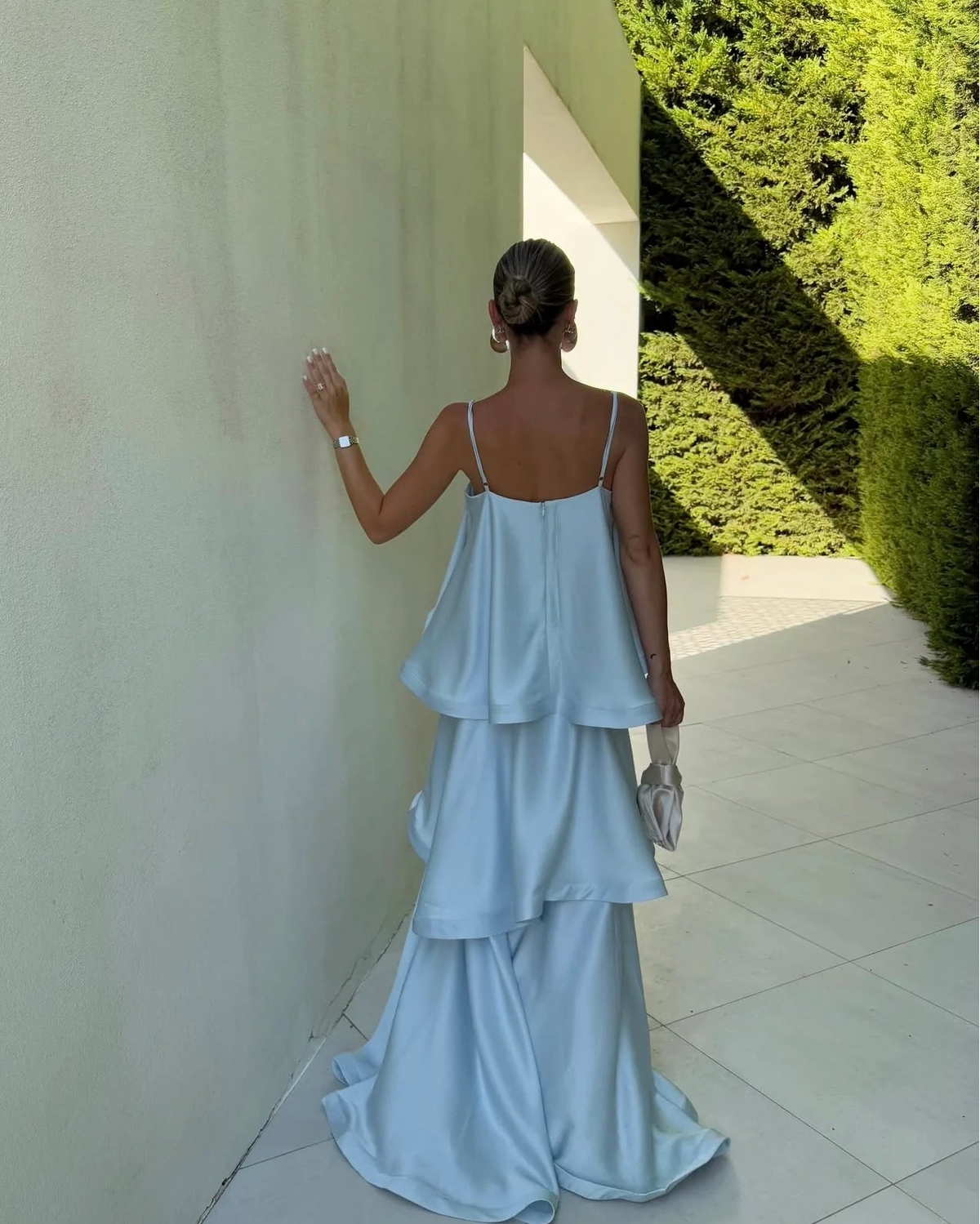 Maxikleid Damen mit schwingendem Rock und schmalen Trägern - 5