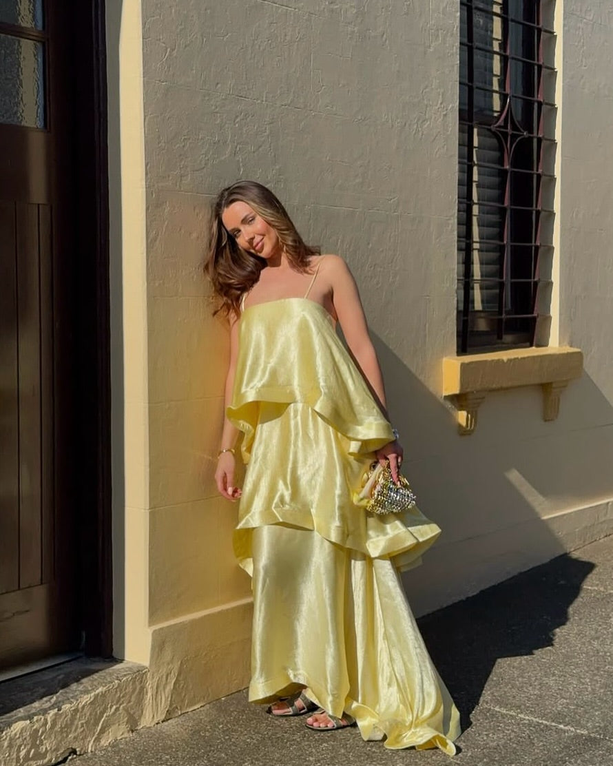 Maxikleid Damen mit schwingendem Rock und schmalen Trägern - 7