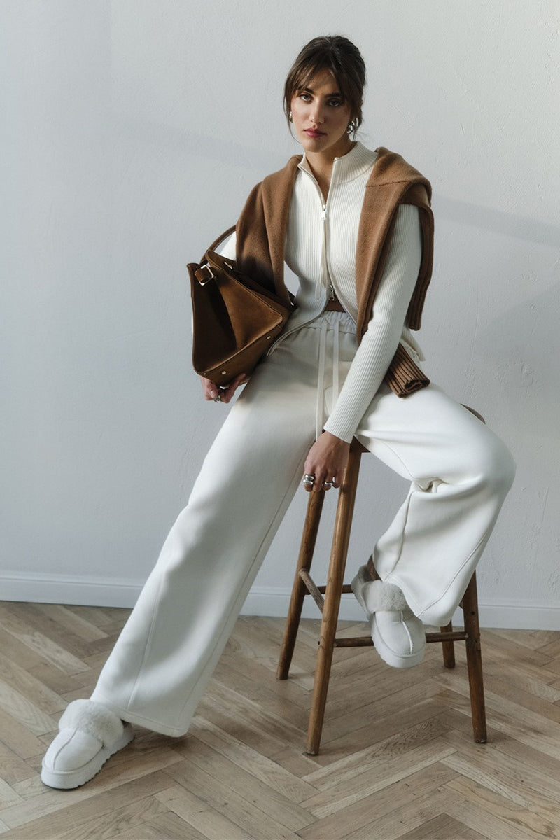 Eleganter Cardigan Damen mit Stehkragen und Reißverschluss - 8