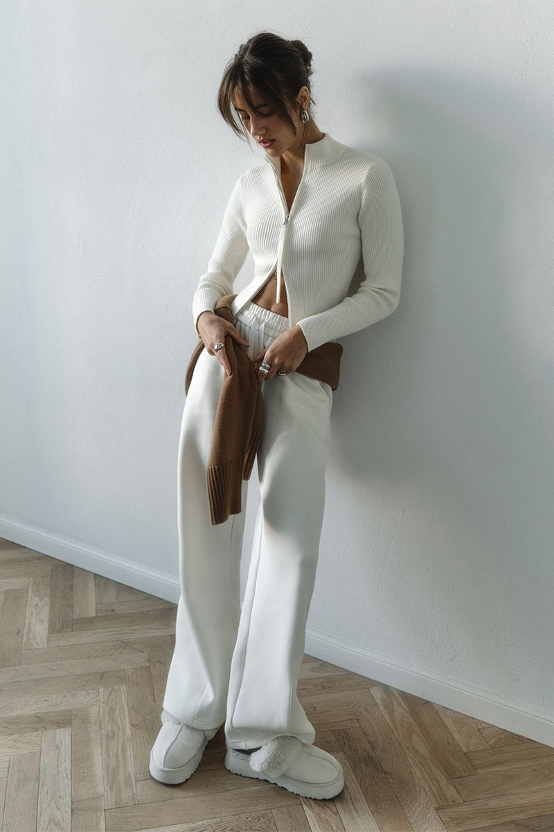 Eleganter Cardigan Damen mit Stehkragen und Reißverschluss - 10