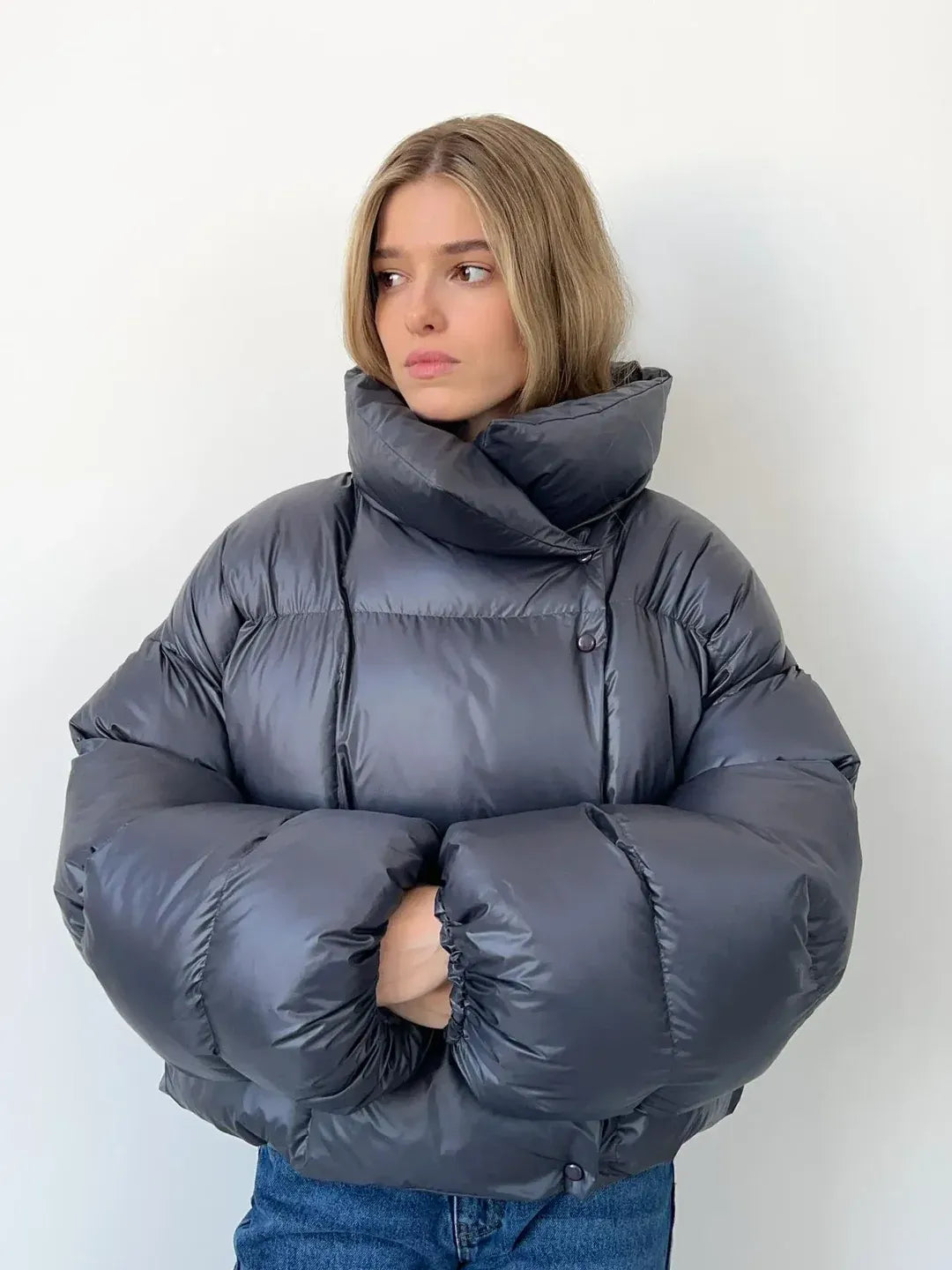 Damen Pufferjacke mit hohem Kragen und lässigem Schnitt - 1