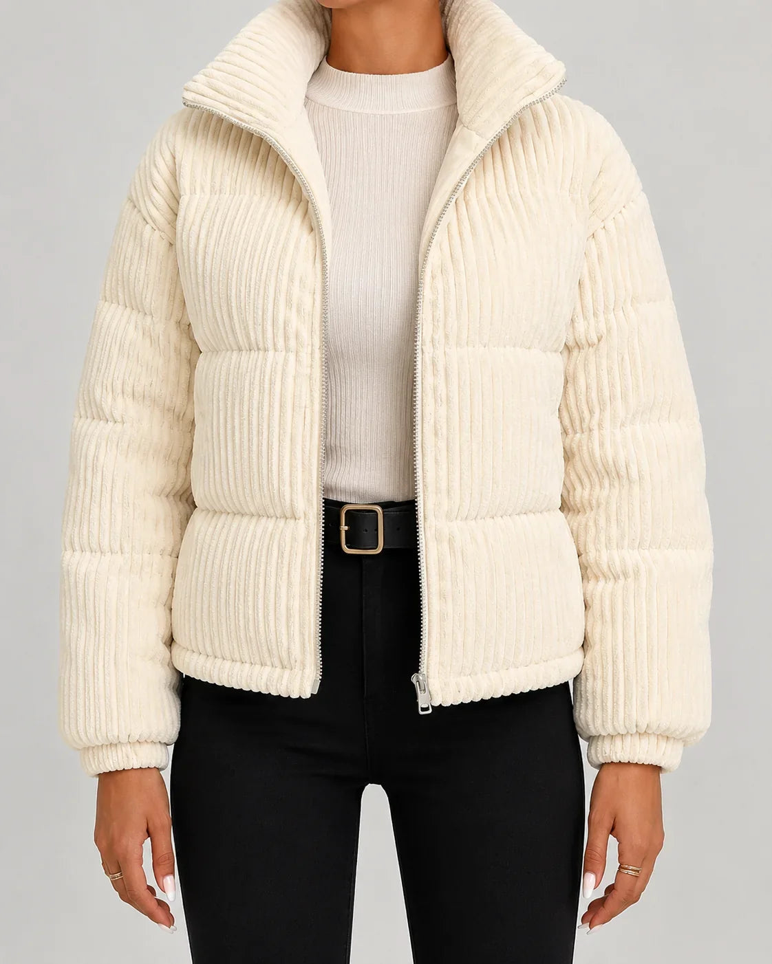 Damen Steppjacke mit hohem Stehkragen und Reißverschluss - 1