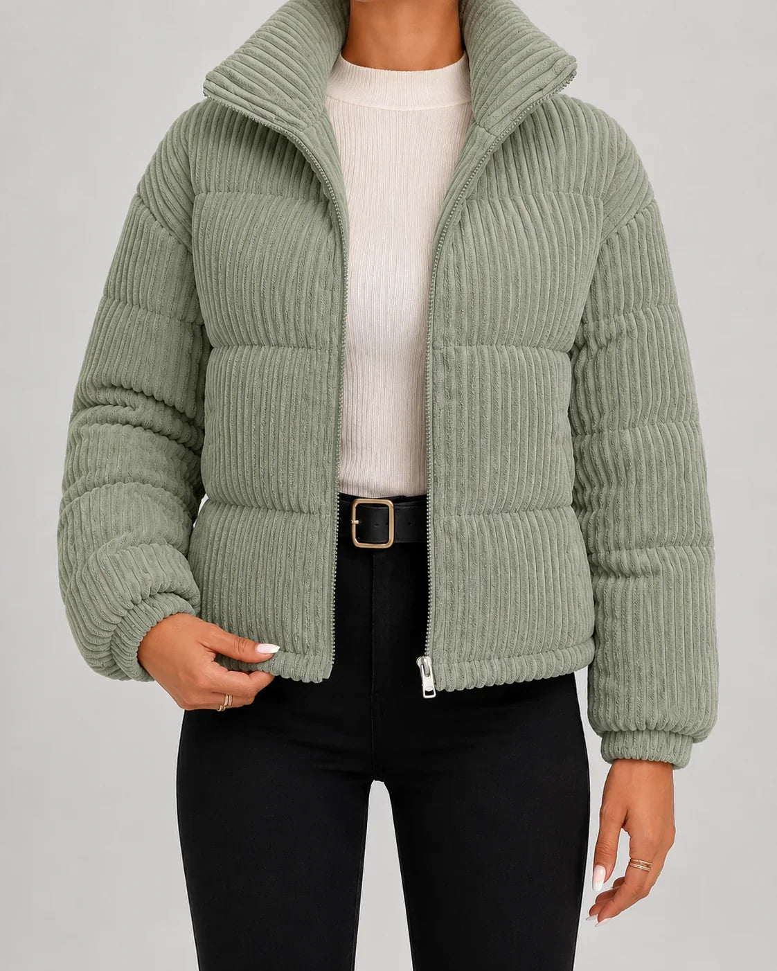 Damen Steppjacke mit hohem Stehkragen und Reißverschluss - 2