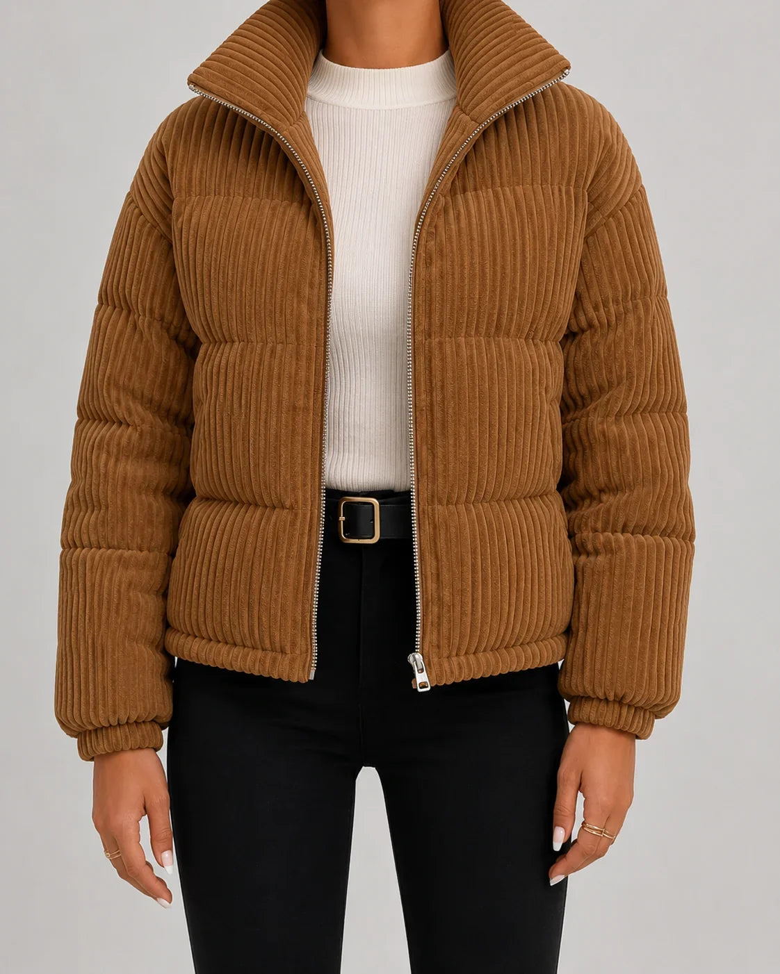 Damen Steppjacke mit hohem Stehkragen und Reißverschluss - 5