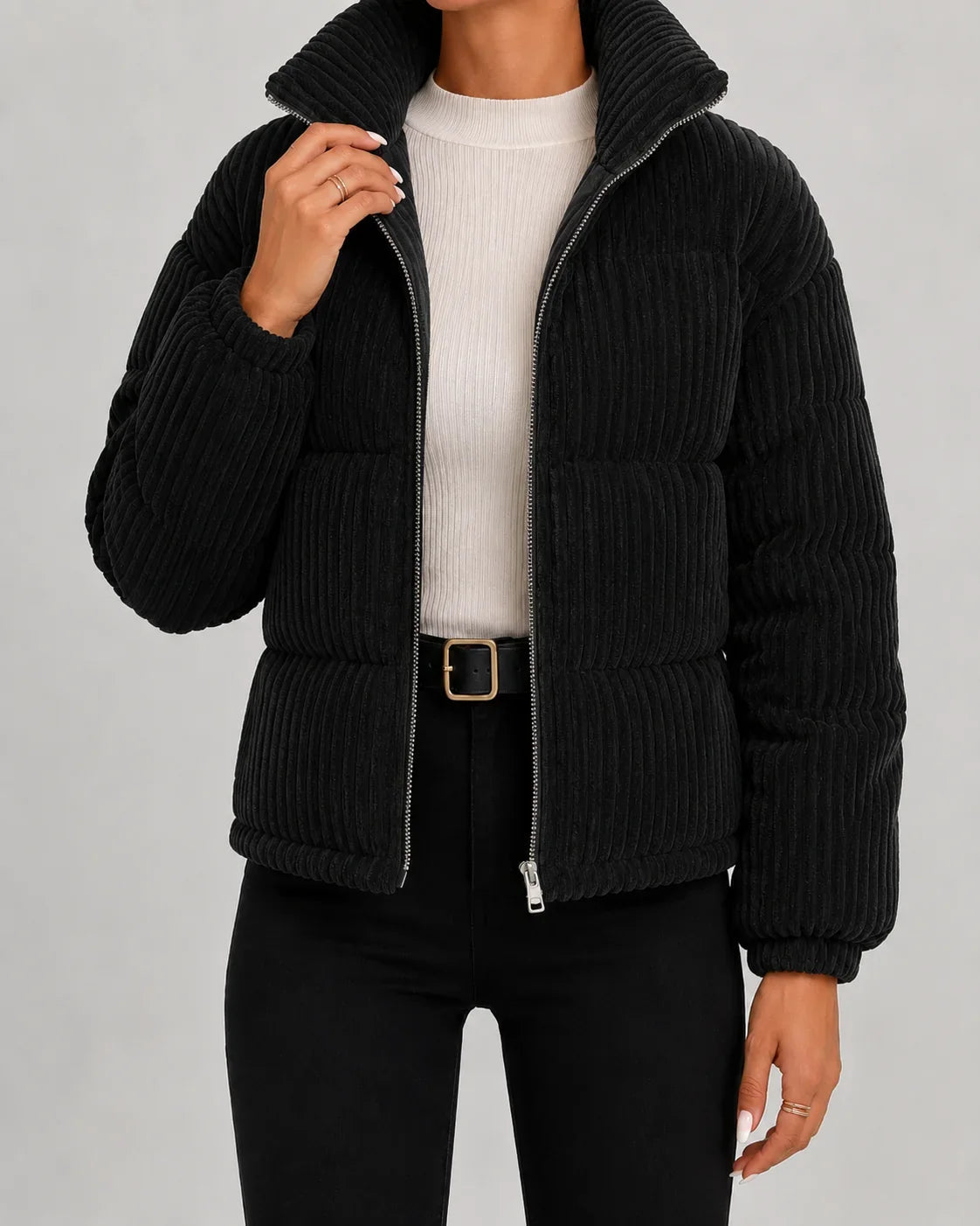 Damen Steppjacke mit hohem Stehkragen und Reißverschluss - 8