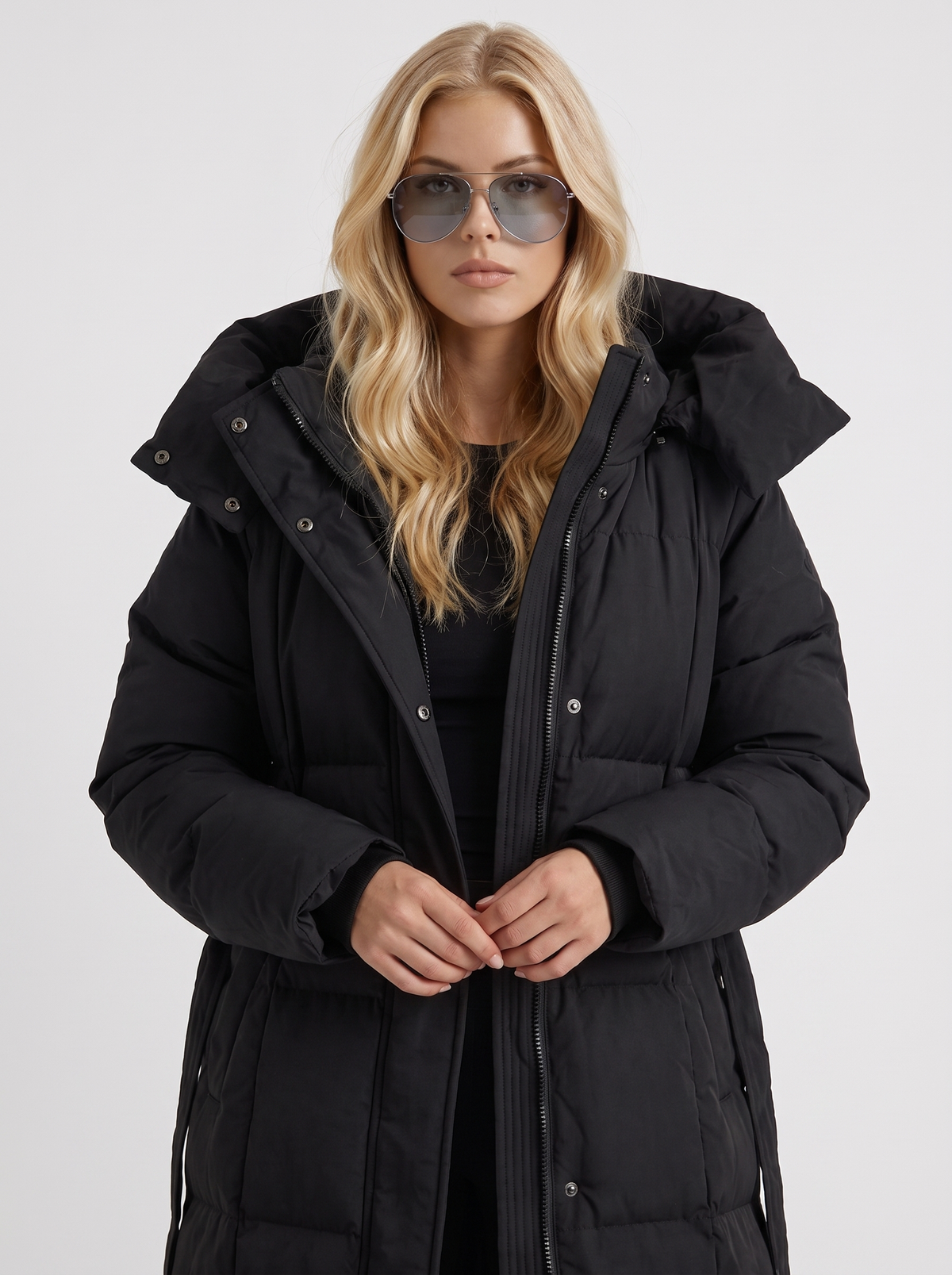 Damen Wintermantel mit Kapuze und eleganter Länge - 2