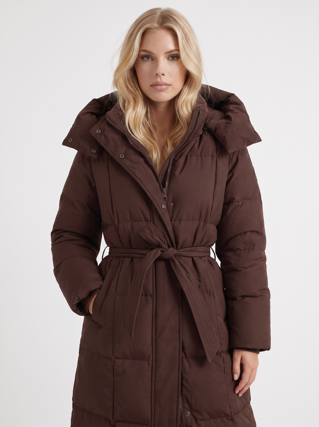 Damen Wintermantel mit Kapuze und eleganter Länge - 8