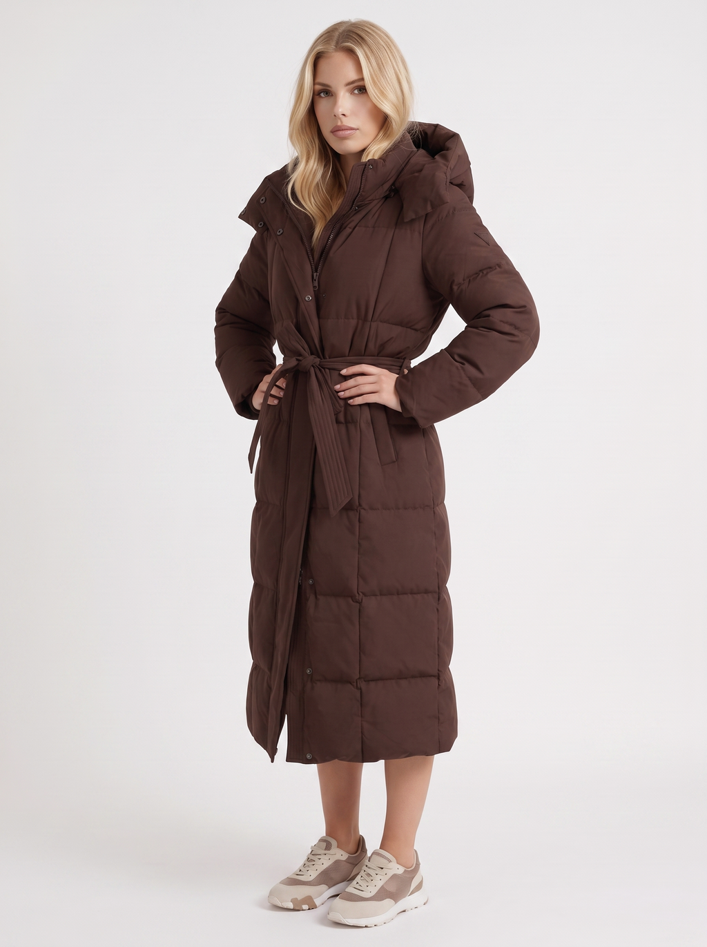 Damen Wintermantel mit Kapuze und eleganter Länge - 9