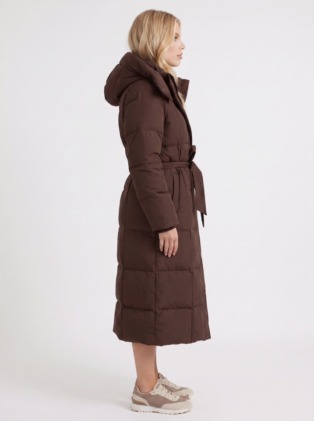 Damen Wintermantel mit Kapuze und eleganter Länge - 10