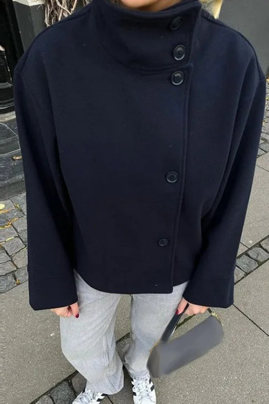 Damenjacke mit hohem Kragen und Knopfverschluss - 8