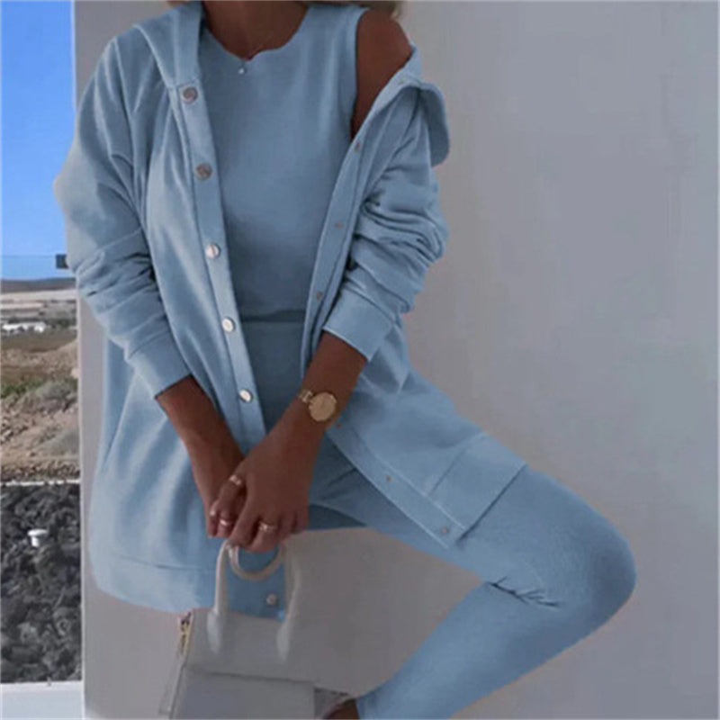 Outfit Damen mit Kapuzensweatjacke und Leggings - 2