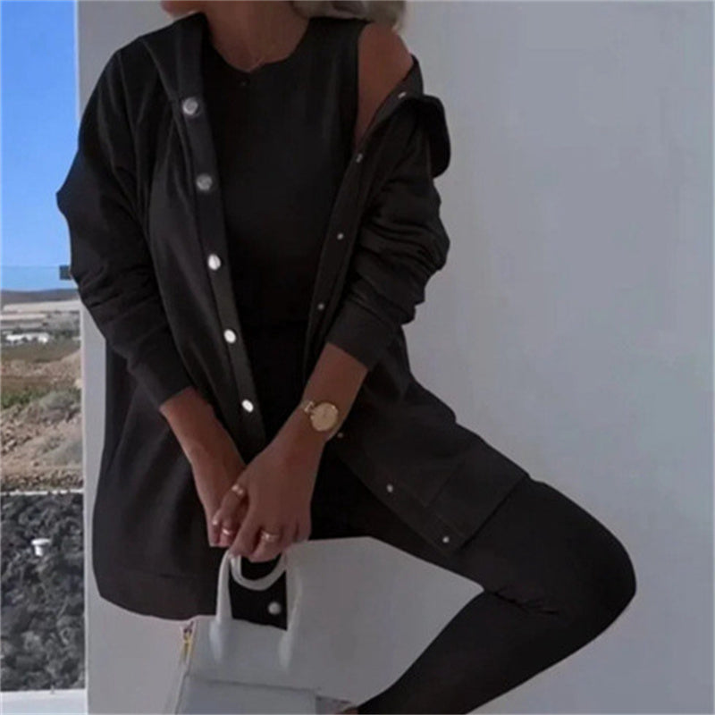 Outfit Damen mit Kapuzensweatjacke und Leggings - 5