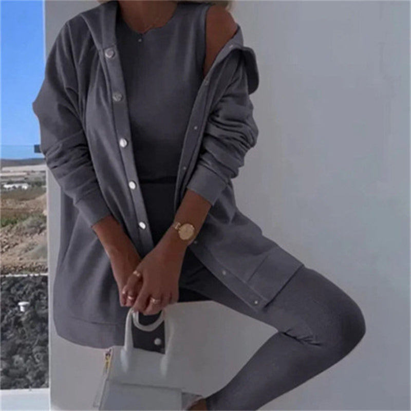 Outfit Damen mit Kapuzensweatjacke und Leggings - 6