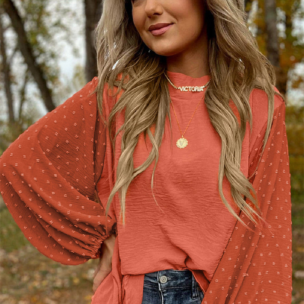Bluse Damen mit weitem Schnitt und Puffärmeln - 7