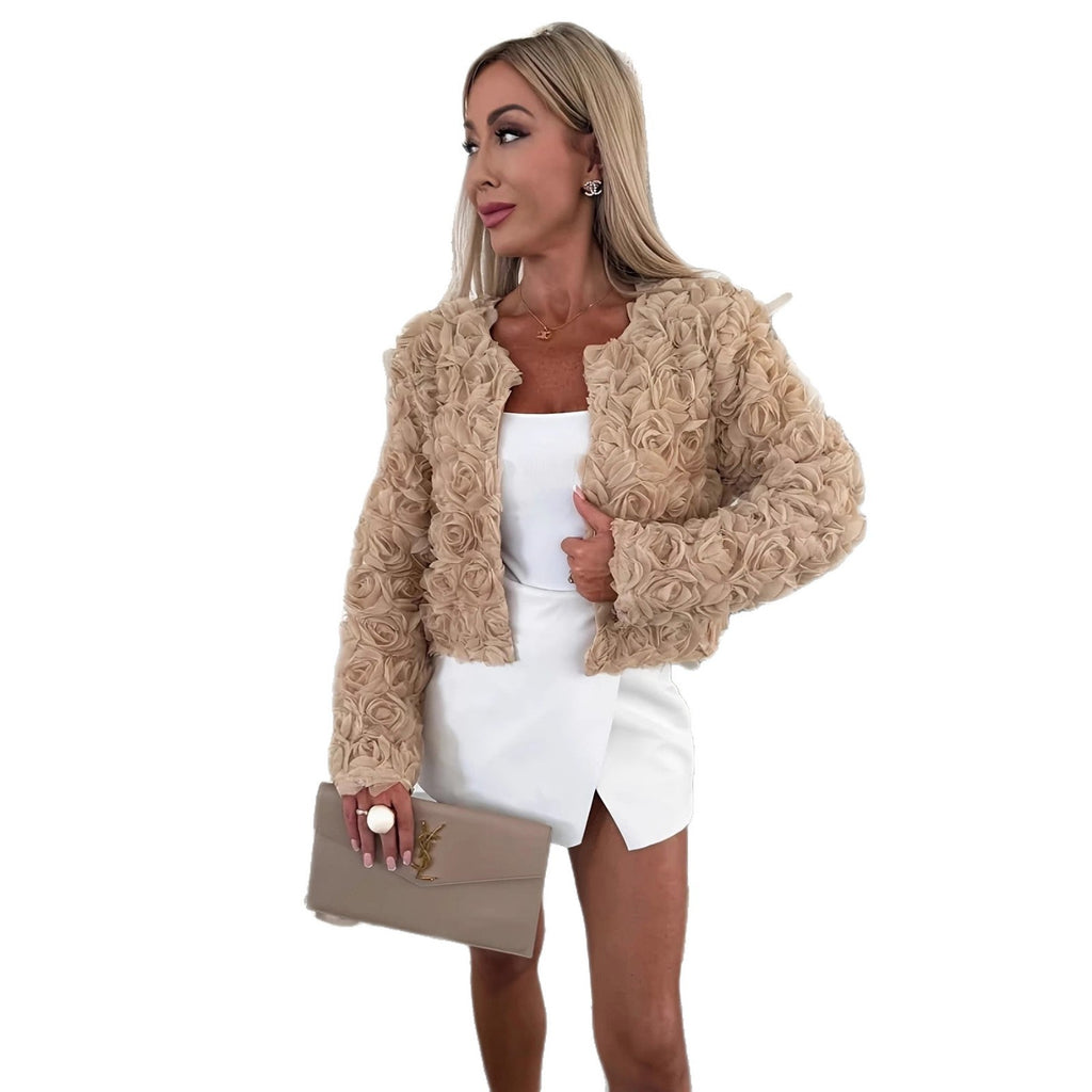 Damenjacke mit floralem Design und kurzem Schnitt - 5