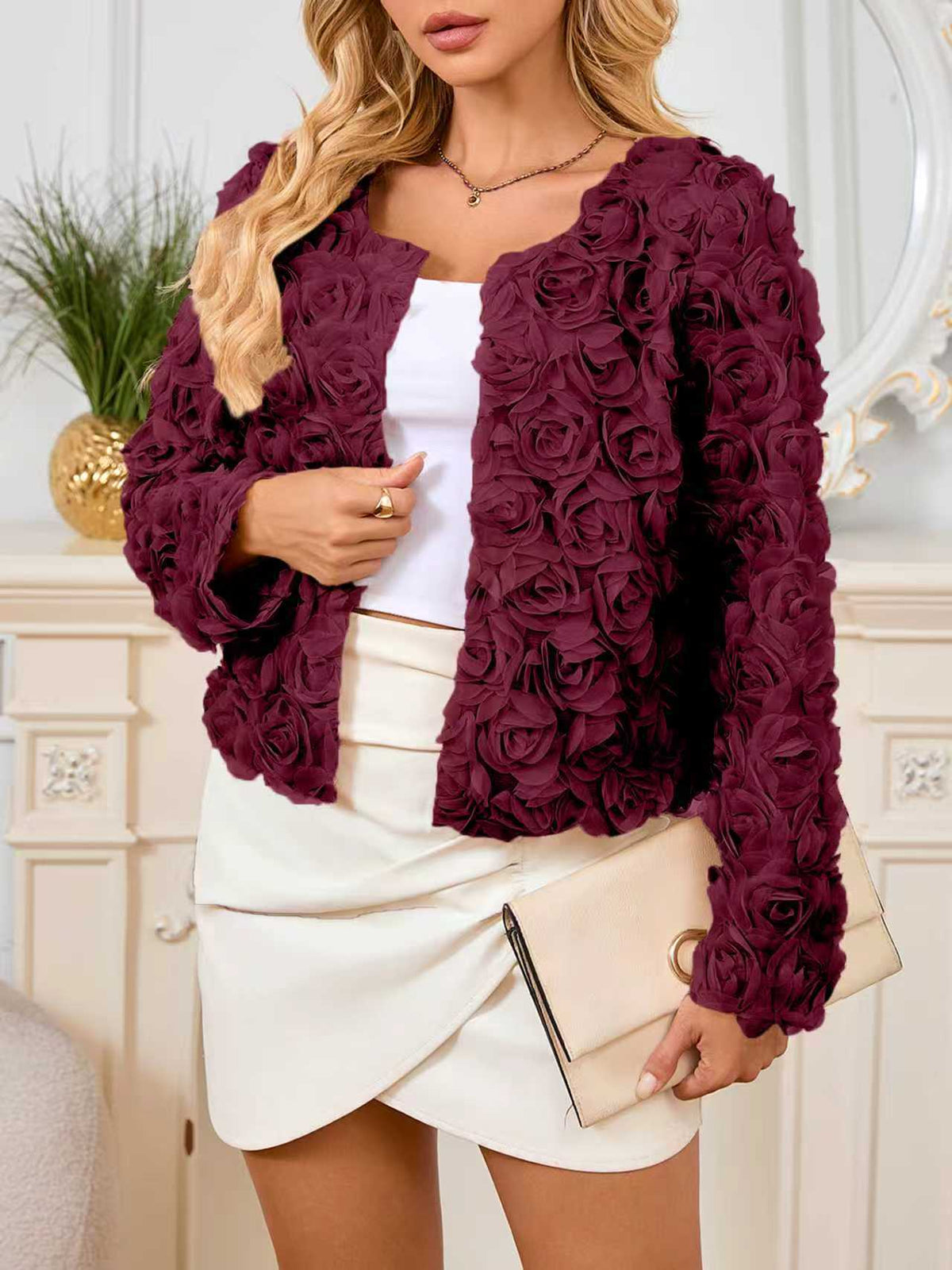 Damenjacke mit floralem Design und kurzem Schnitt - 6