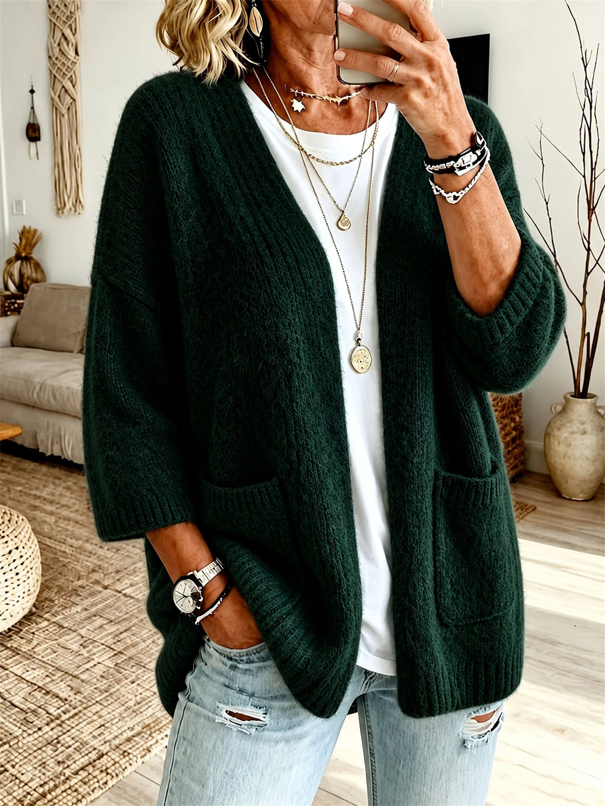 Cardigan Damen mit lässigem Schnitt und praktischen Taschen - 3