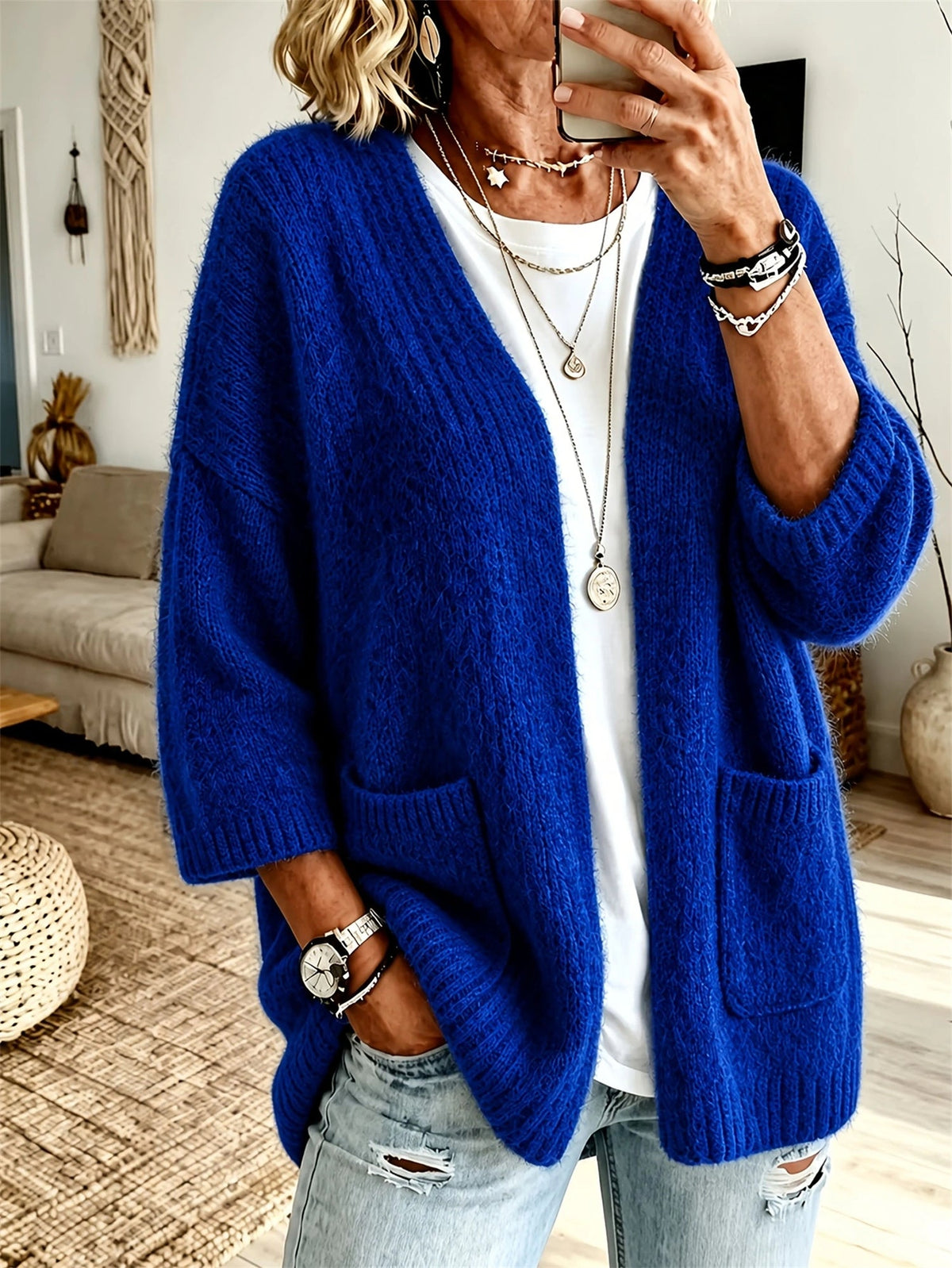 Cardigan Damen mit lässigem Schnitt und praktischen Taschen - 7