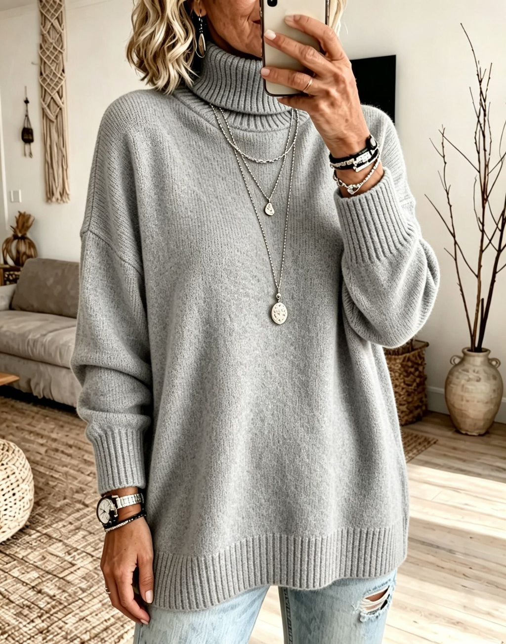 Damenpullover mit Stehkragen und legerer Passform - J&B - 5