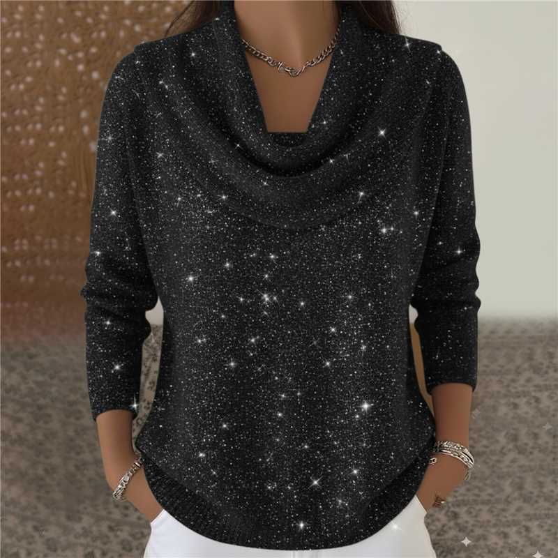 Modischer Damenpullover mit elegantem Wasserfallausschnitt und 3/4-Ärmeln - 1