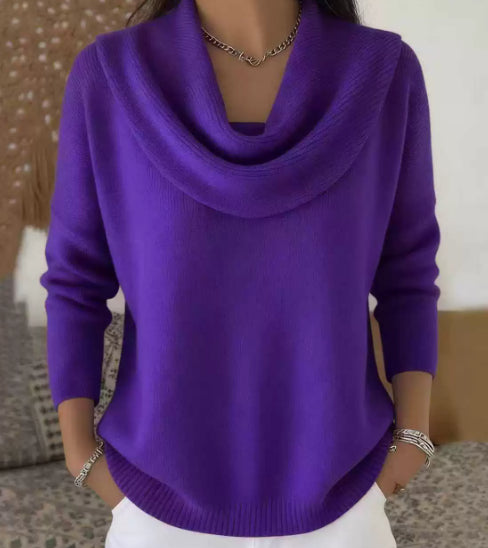 Modischer Damenpullover mit elegantem Wasserfallausschnitt und 3/4-Ärmeln - 2
