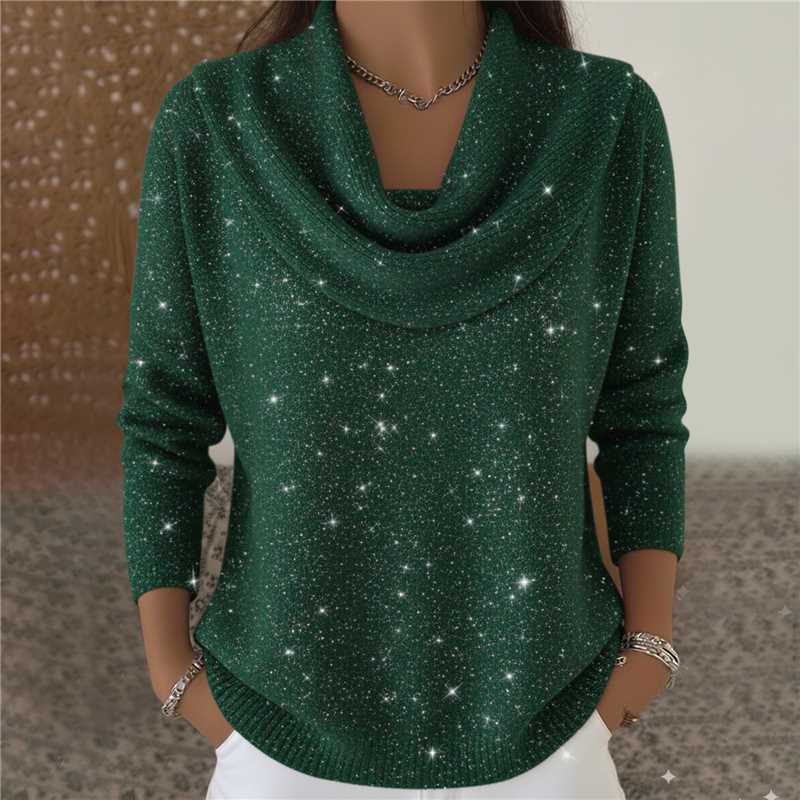 Modischer Damenpullover mit elegantem Wasserfallausschnitt und 3/4-Ärmeln - 3