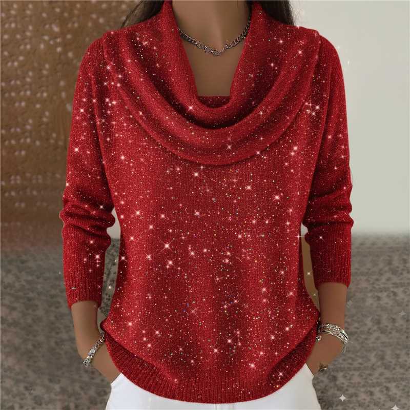 Modischer Damenpullover mit elegantem Wasserfallausschnitt und 3/4-Ärmeln - 4