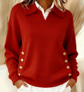 Pullover Damen mit Umlegekragen und Knopfdetails - 10