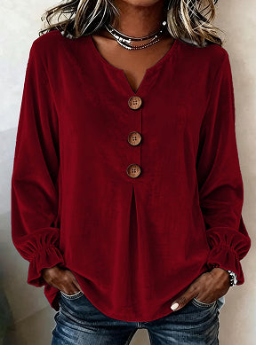 Bluse Damen mit V-Ausschnitt und Knopfleiste - 2