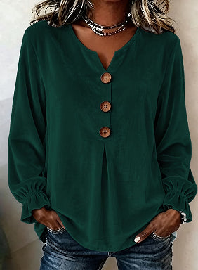 Bluse Damen mit V-Ausschnitt und Knopfleiste - 3