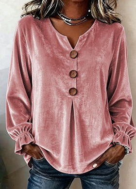 Bluse Damen mit V-Ausschnitt und Knopfleiste - 4