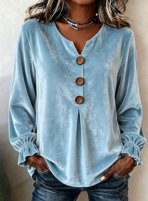 Bluse Damen mit V-Ausschnitt und Knopfleiste - 5