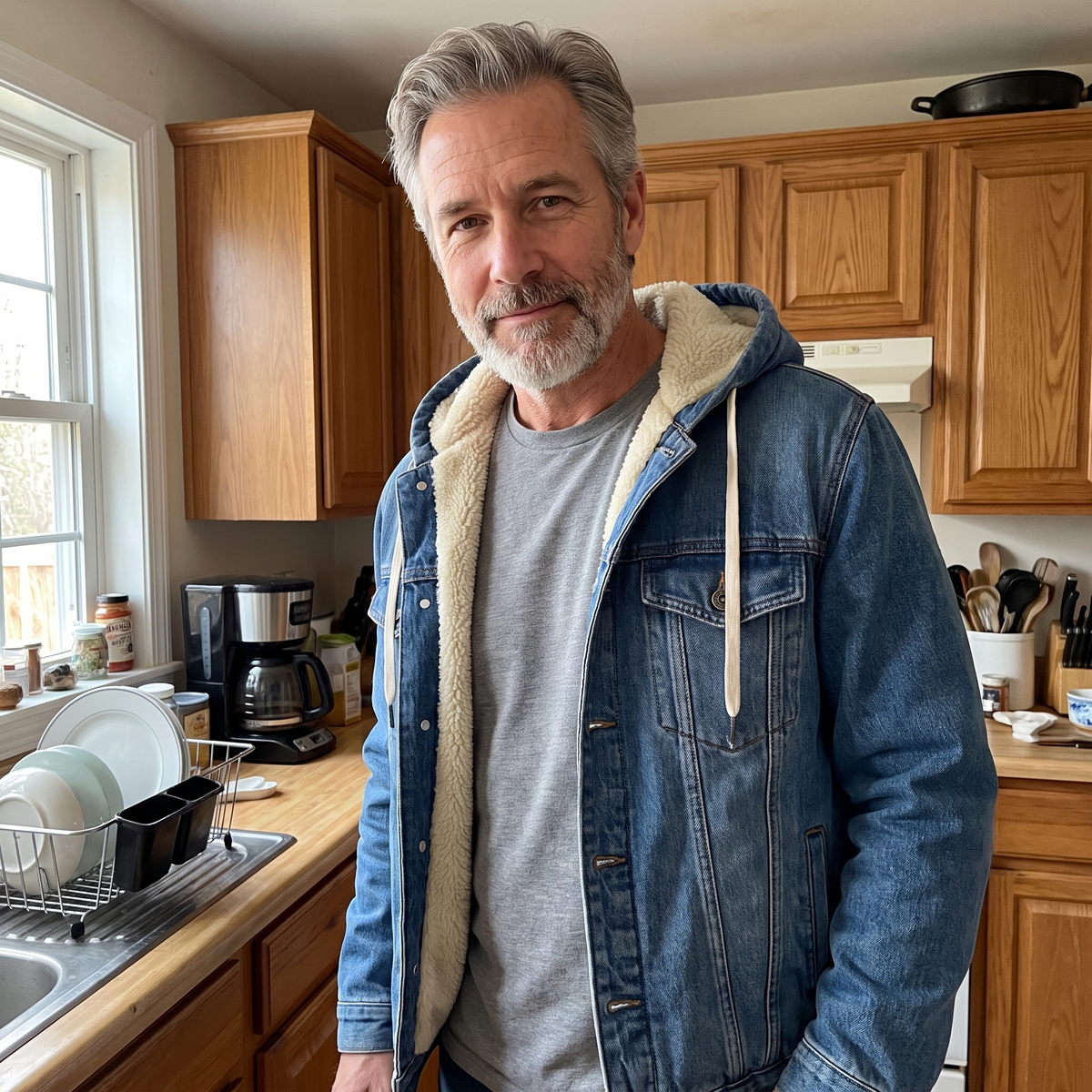 Denimjacke Herren mit Kapuze und weichem Innenfutter - 2