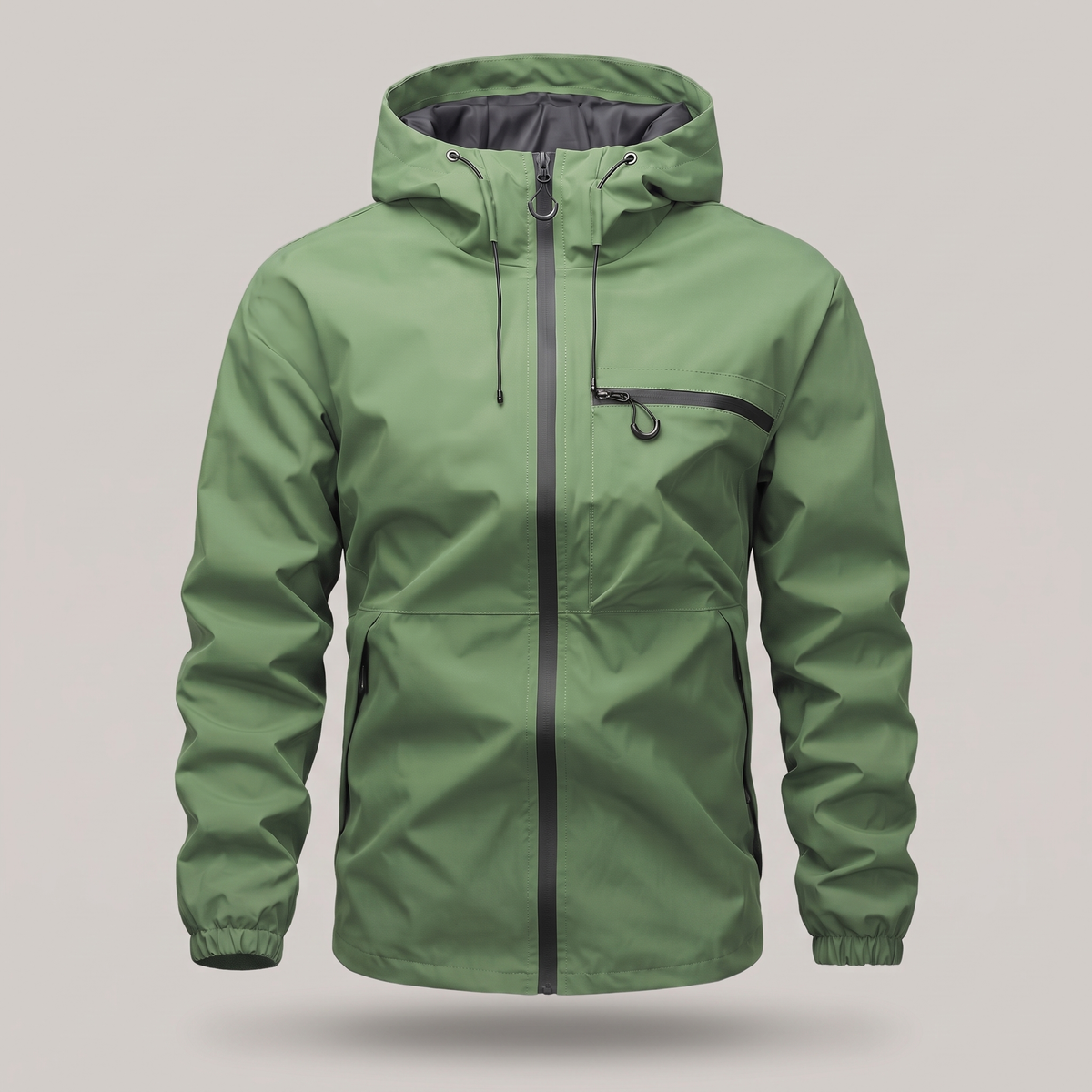 Herrenjacke mit verstellbarer Kapuze und praktischer Brusttasche - 4