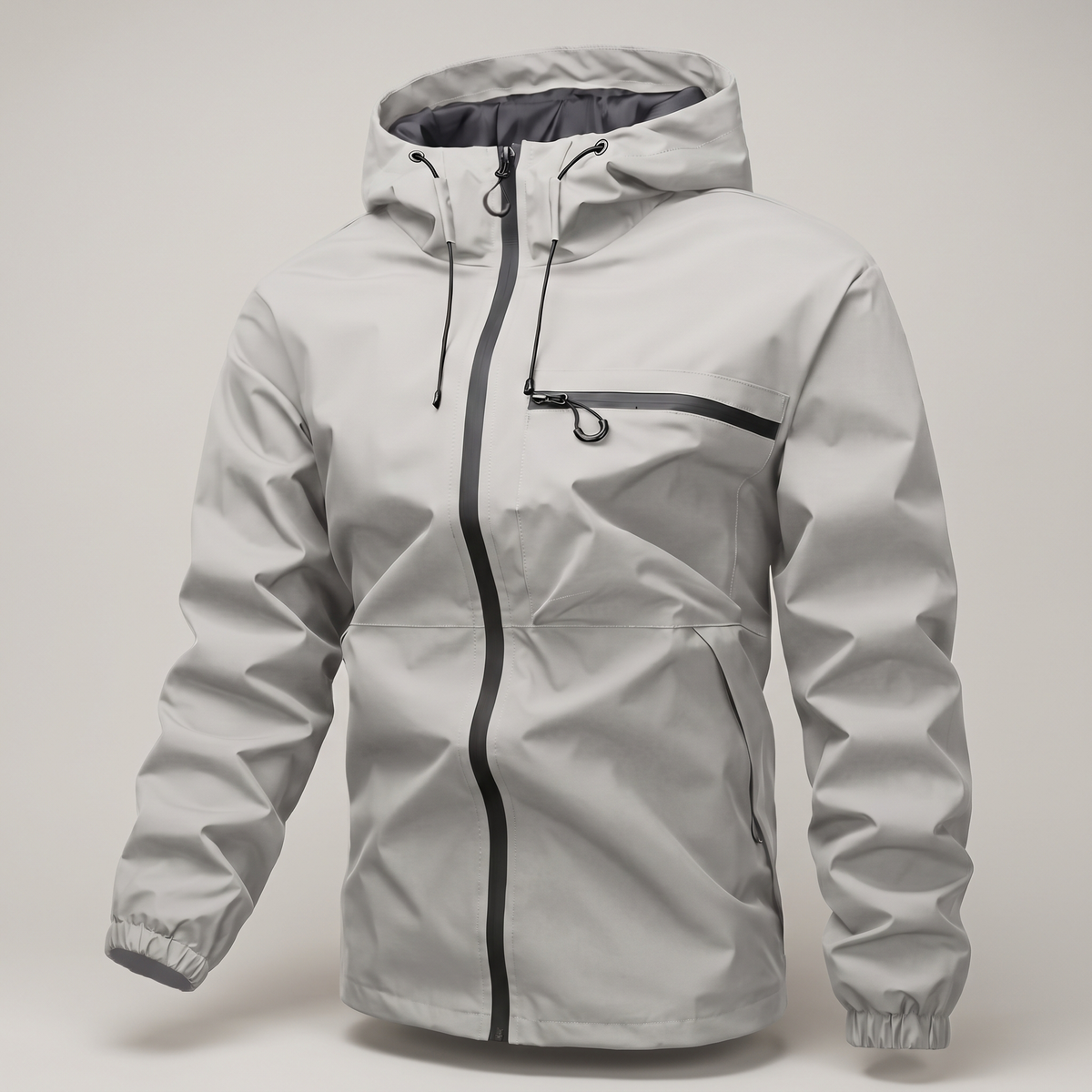 Herrenjacke mit verstellbarer Kapuze und praktischer Brusttasche - 5