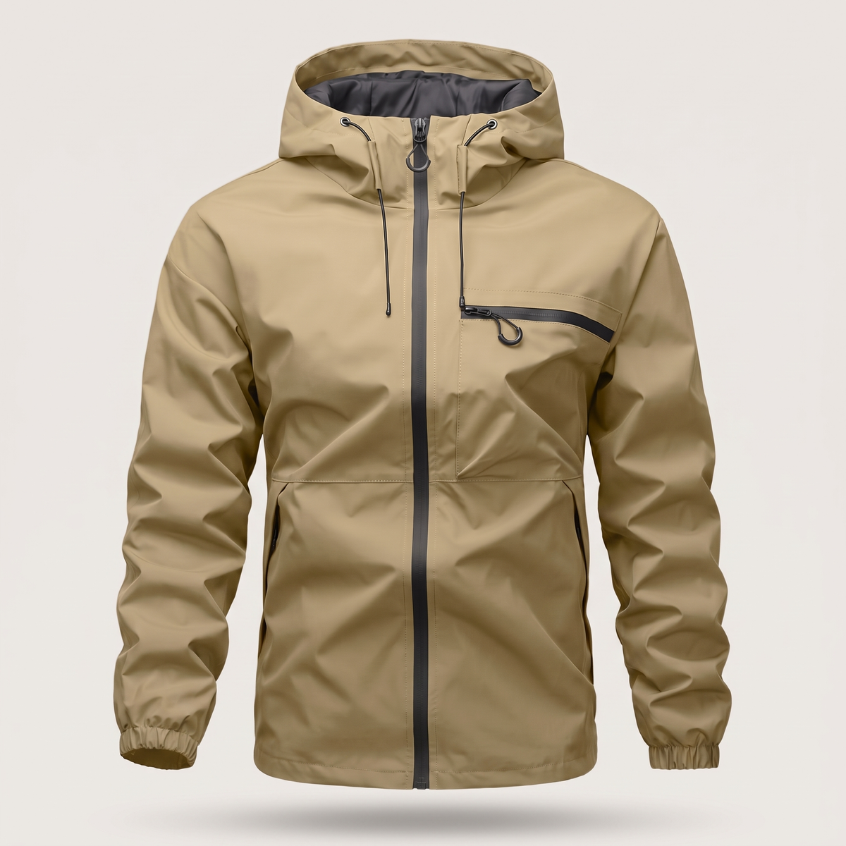 Herrenjacke mit verstellbarer Kapuze und praktischer Brusttasche - 7