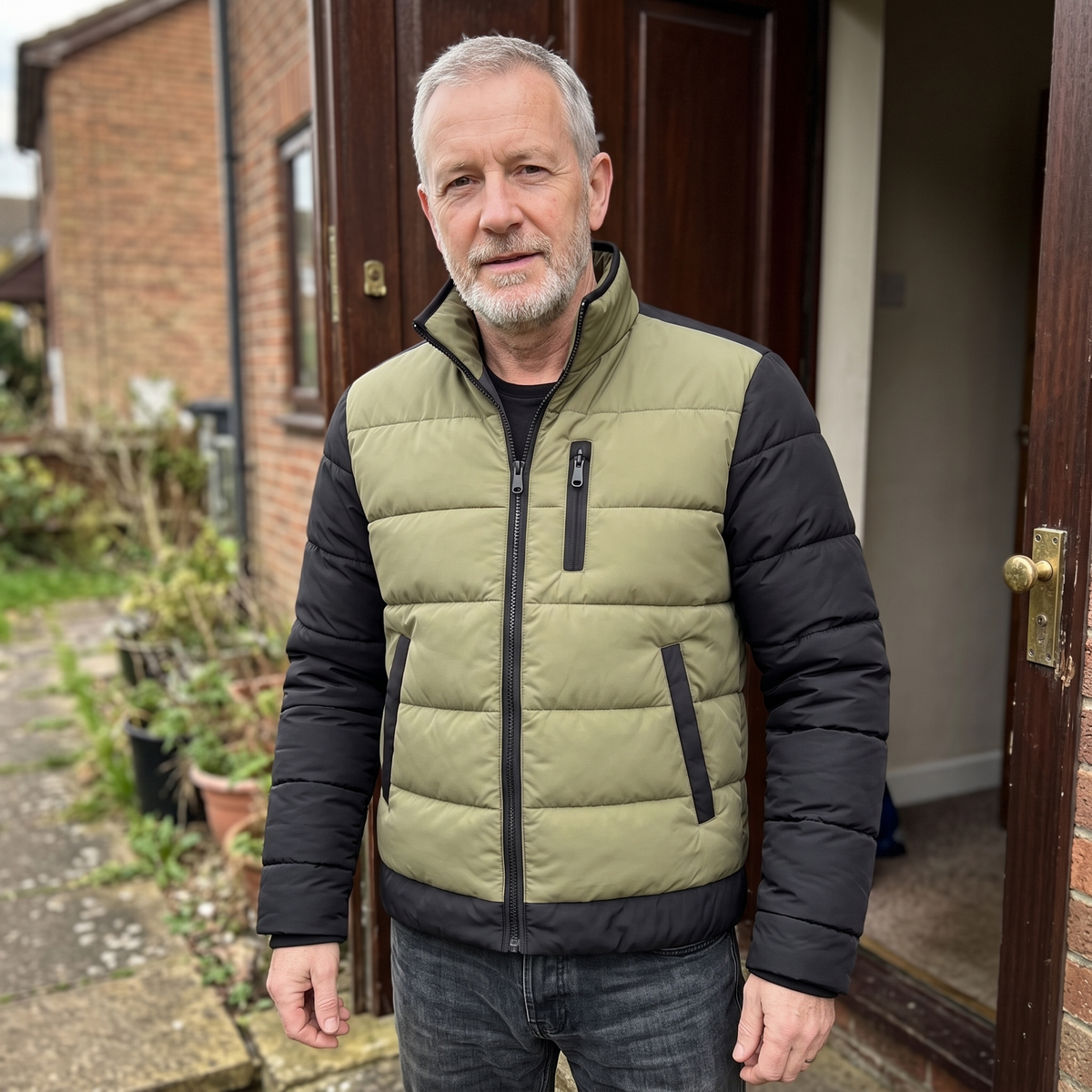 Herren Steppjacke mit Stehkragen und praktischer Brusttasche - 2