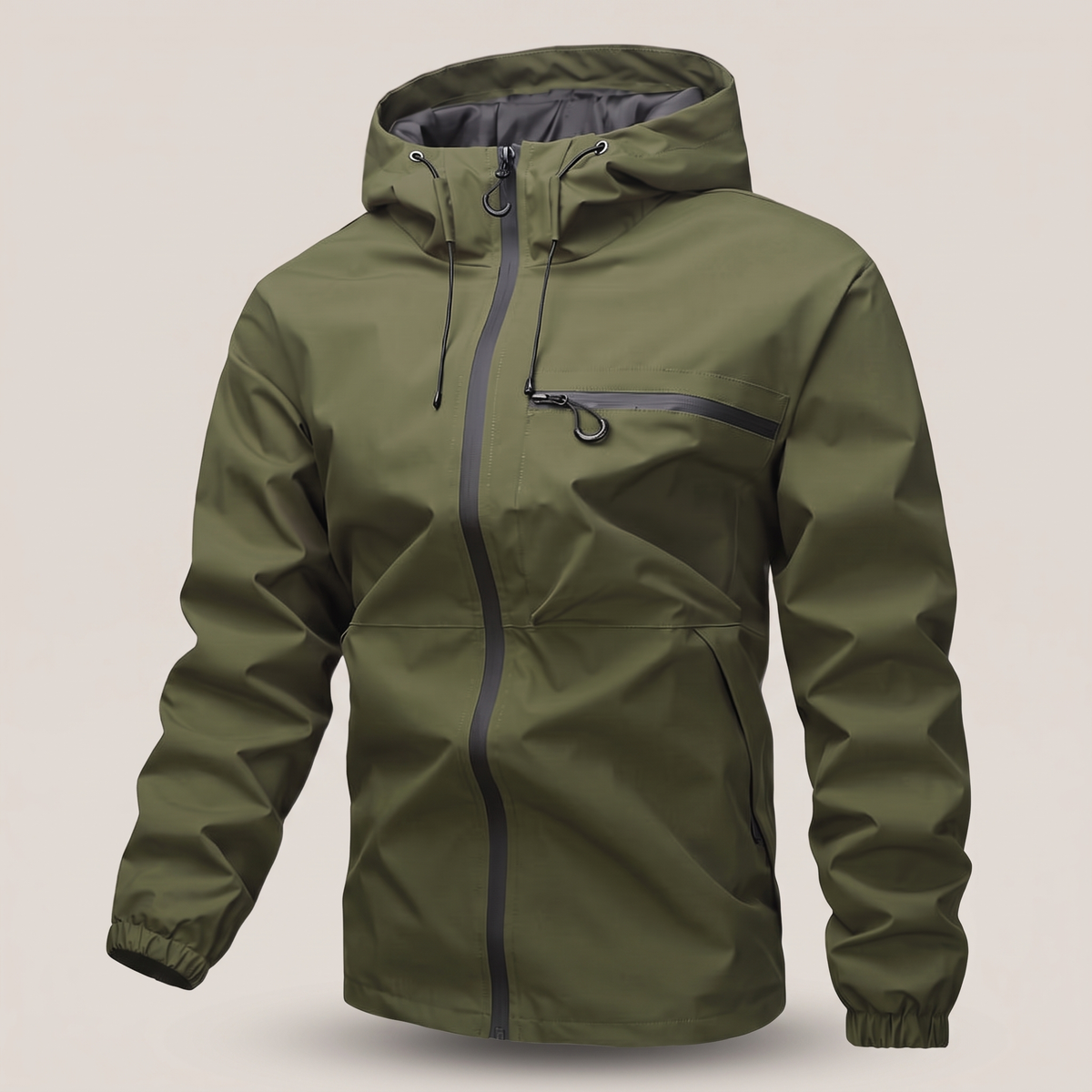 Herrenjacke mit verstellbarer Kapuze und praktischer Brusttasche - 8