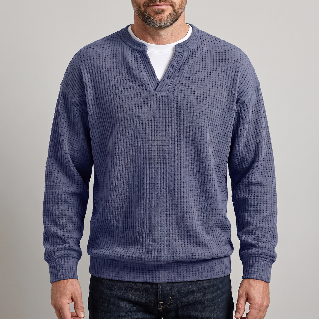 Herrenpullover mit V-Ausschnitt und strukturiertem Design - 1