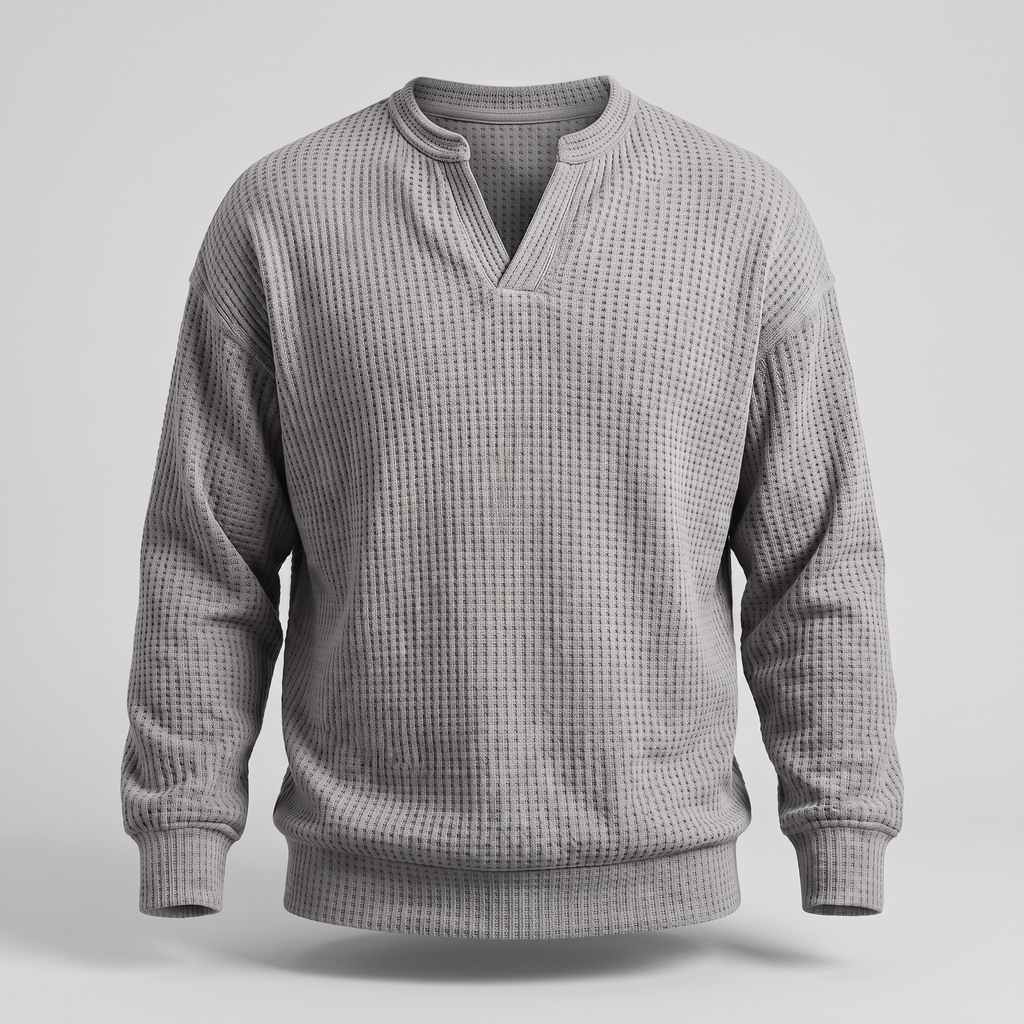Herrenpullover mit V-Ausschnitt und strukturiertem Design - 4