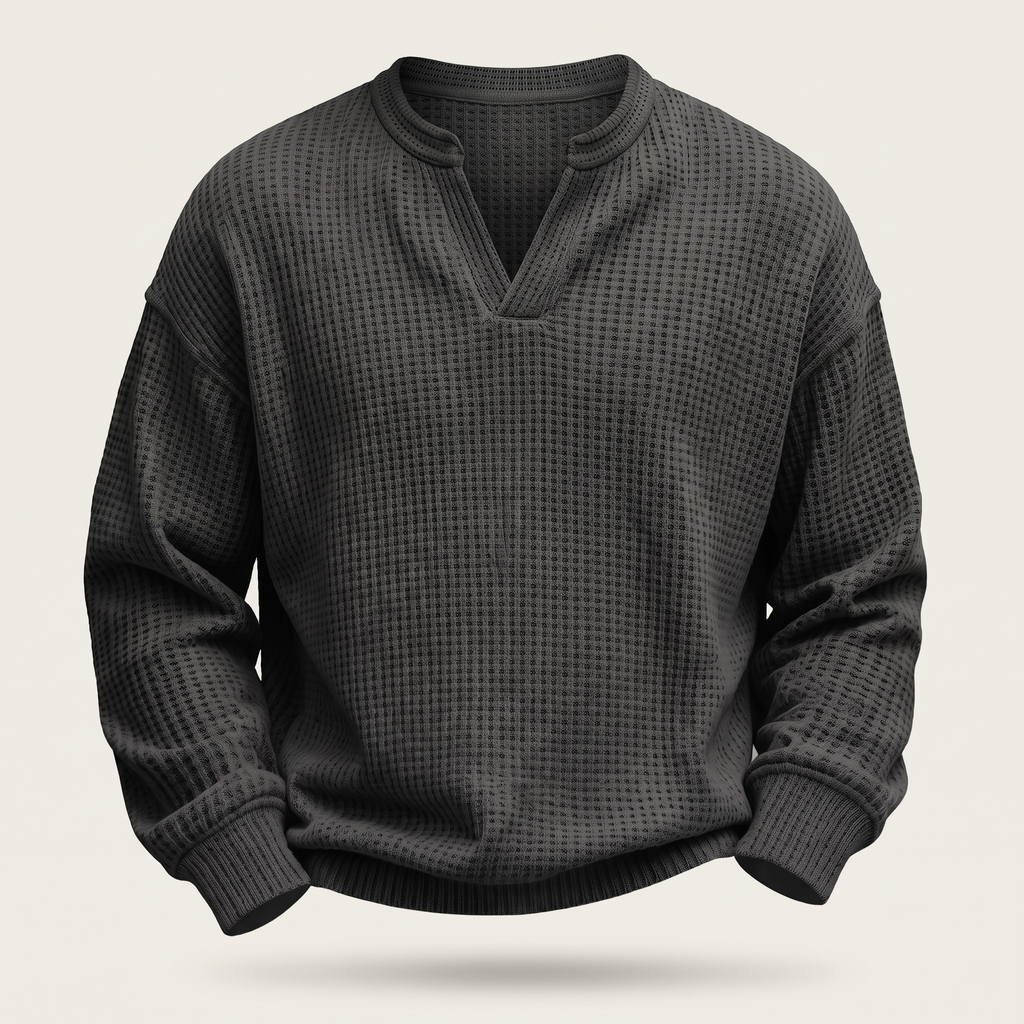 Herrenpullover mit V-Ausschnitt und strukturiertem Design - 5