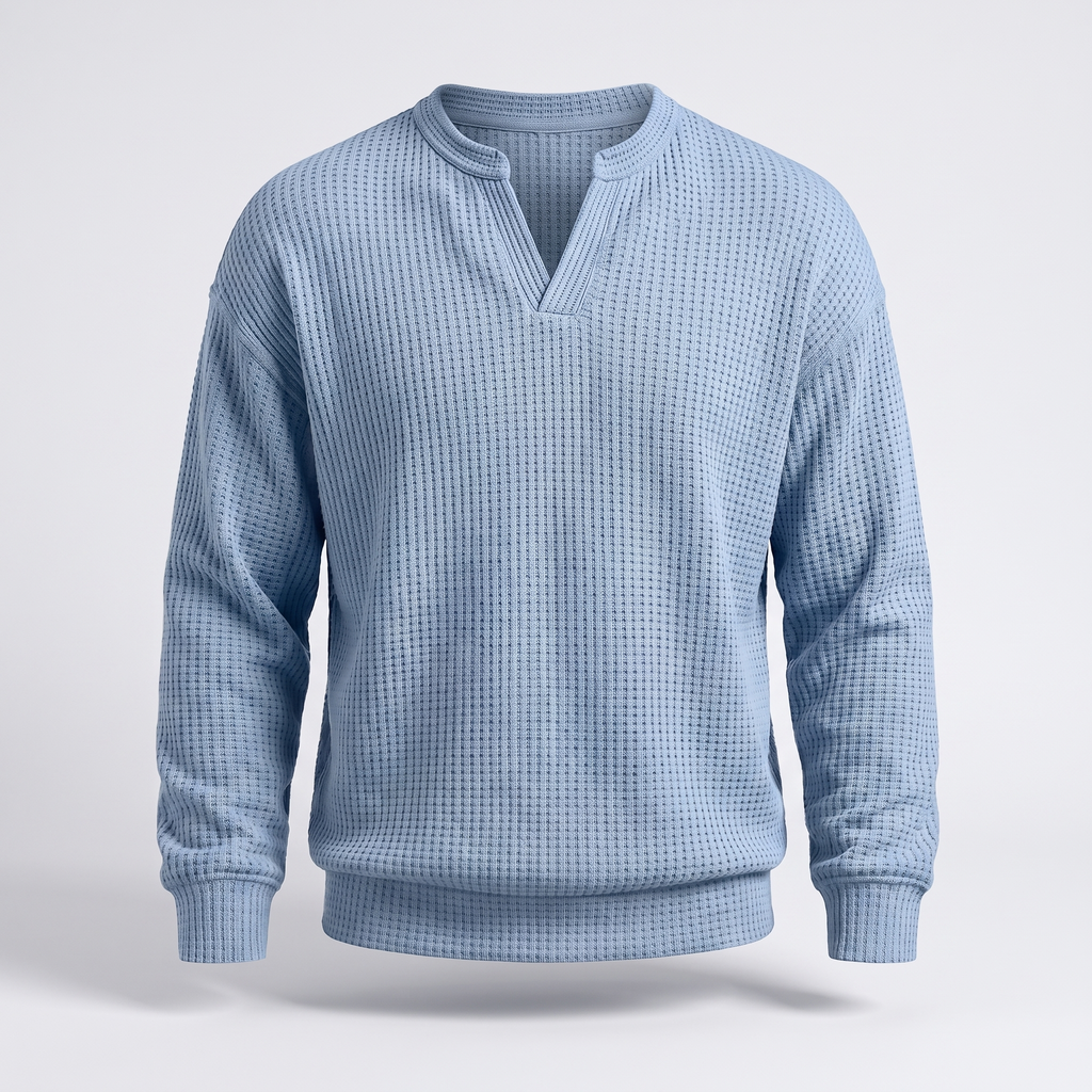 Herrenpullover mit V-Ausschnitt und strukturiertem Design - 6