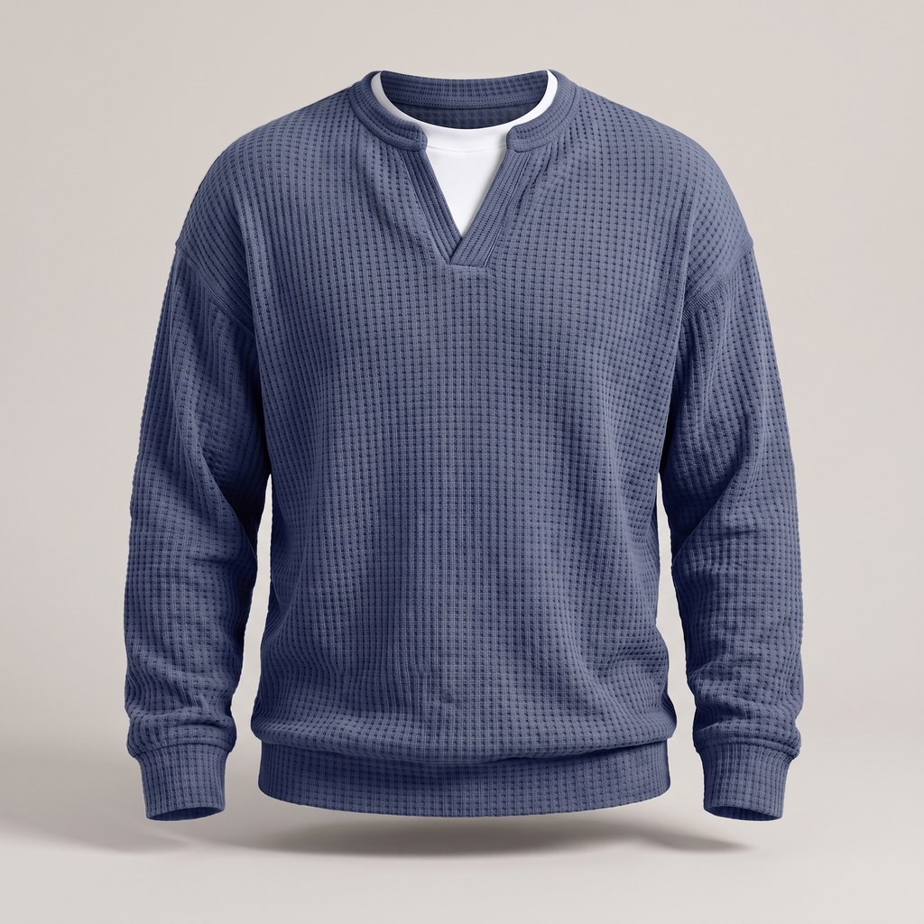 Herrenpullover mit V-Ausschnitt und strukturiertem Design - 7