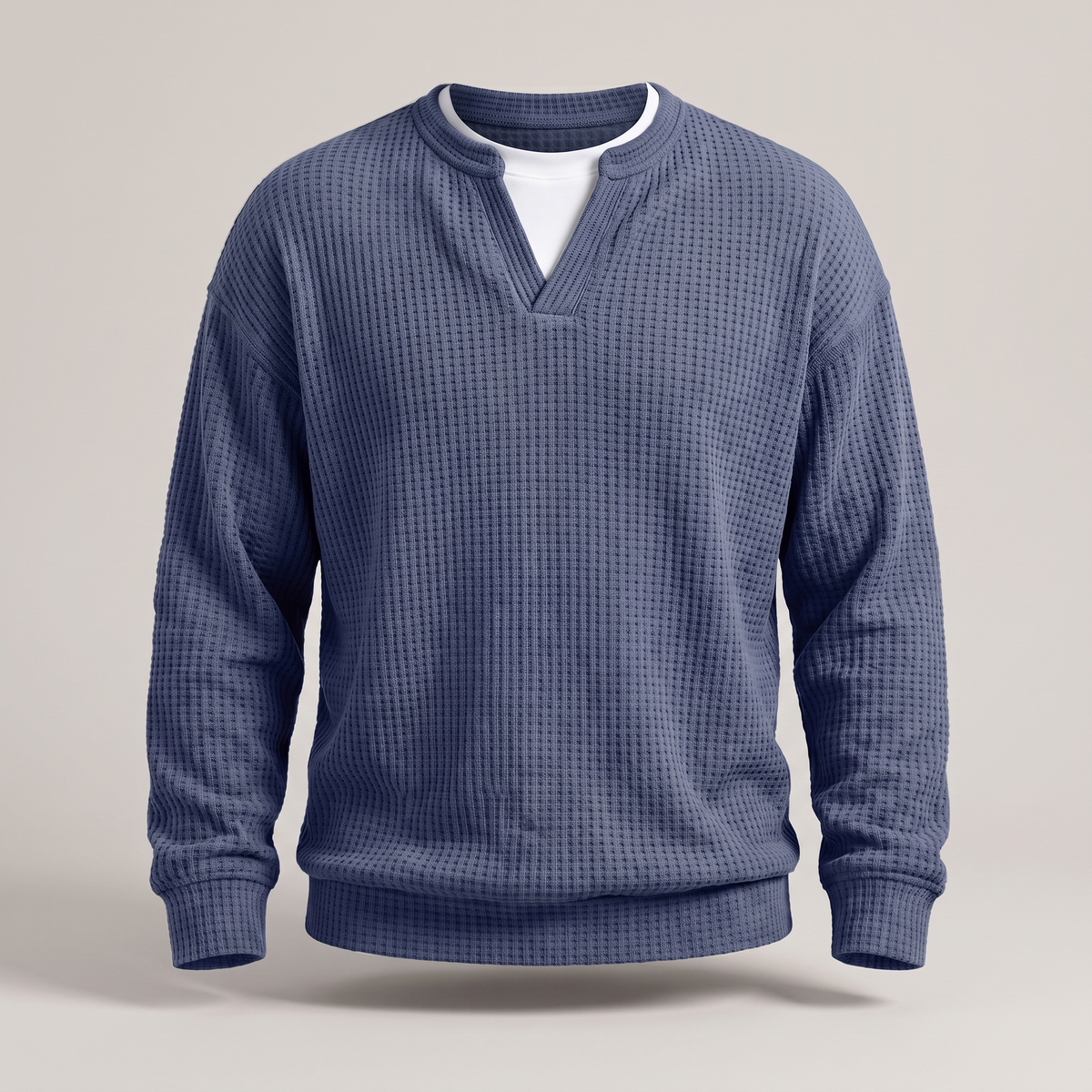 Herrenpullover mit V-Ausschnitt und strukturiertem Design - 7