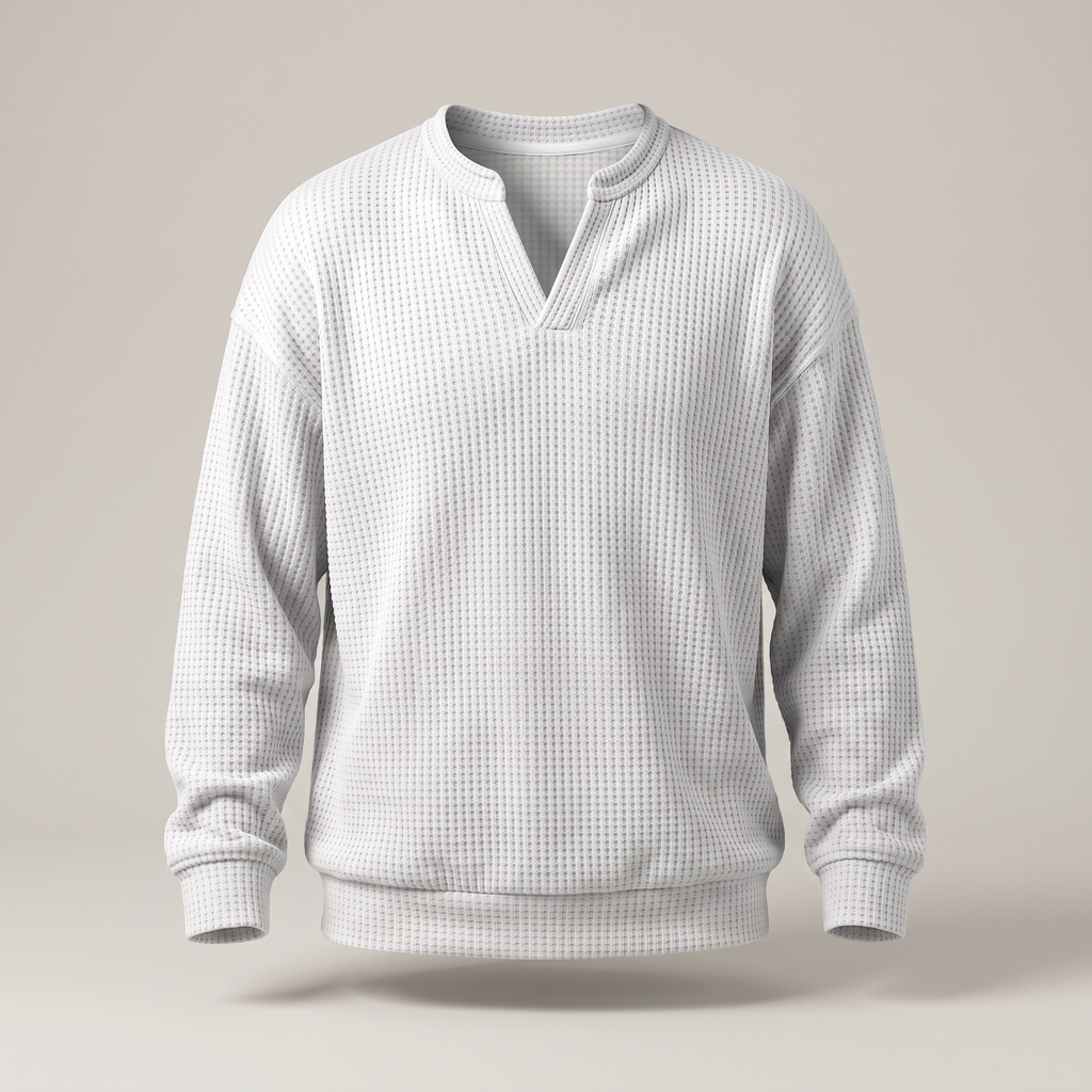 Herrenpullover mit V-Ausschnitt und strukturiertem Design - 8