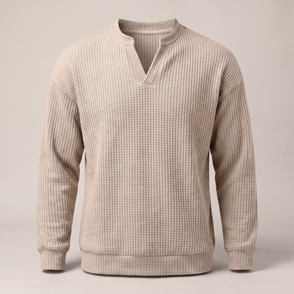 Herrenpullover mit V-Ausschnitt und strukturiertem Design - 9