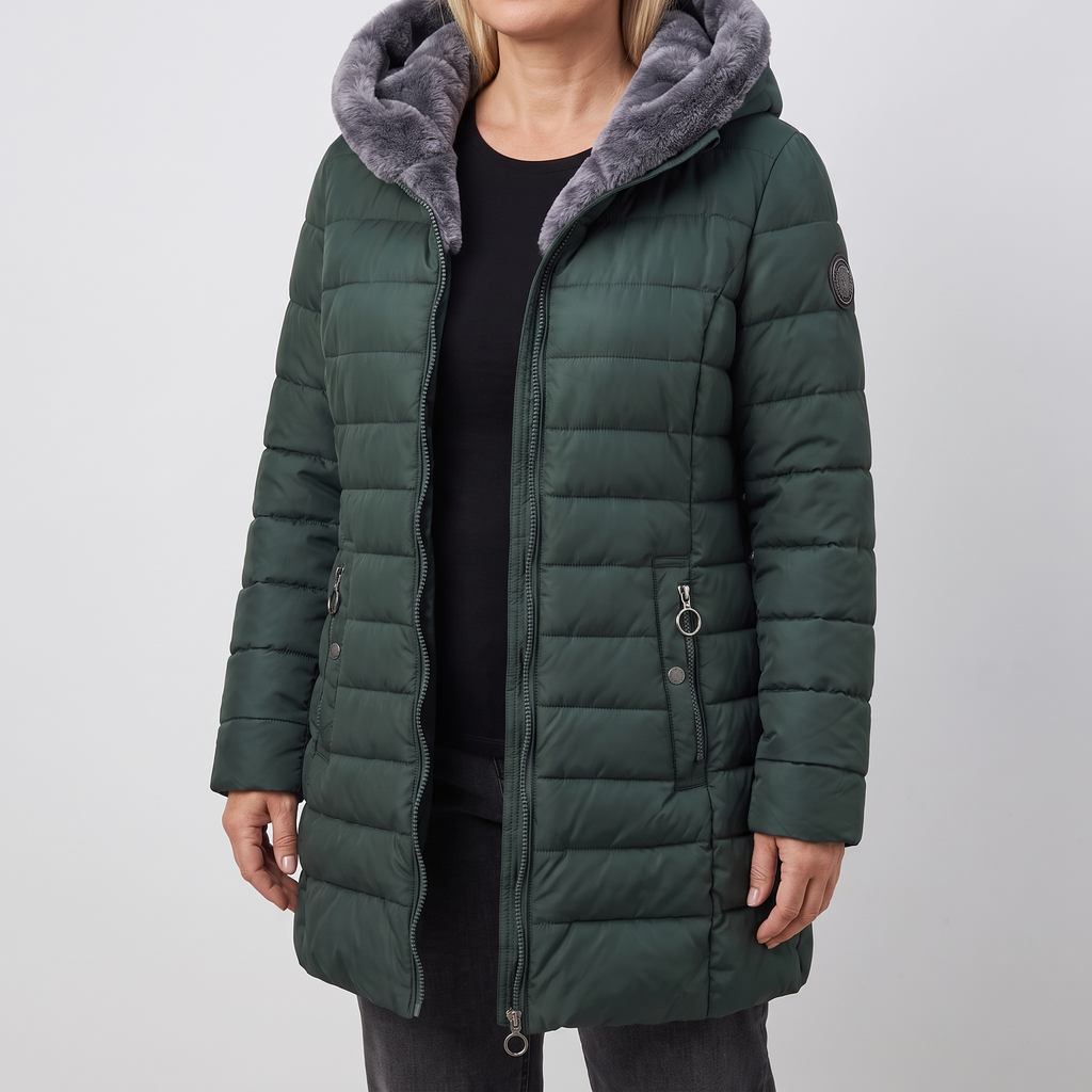 Damen Winterjacke mit Kapuze und Reißverschluss - 1