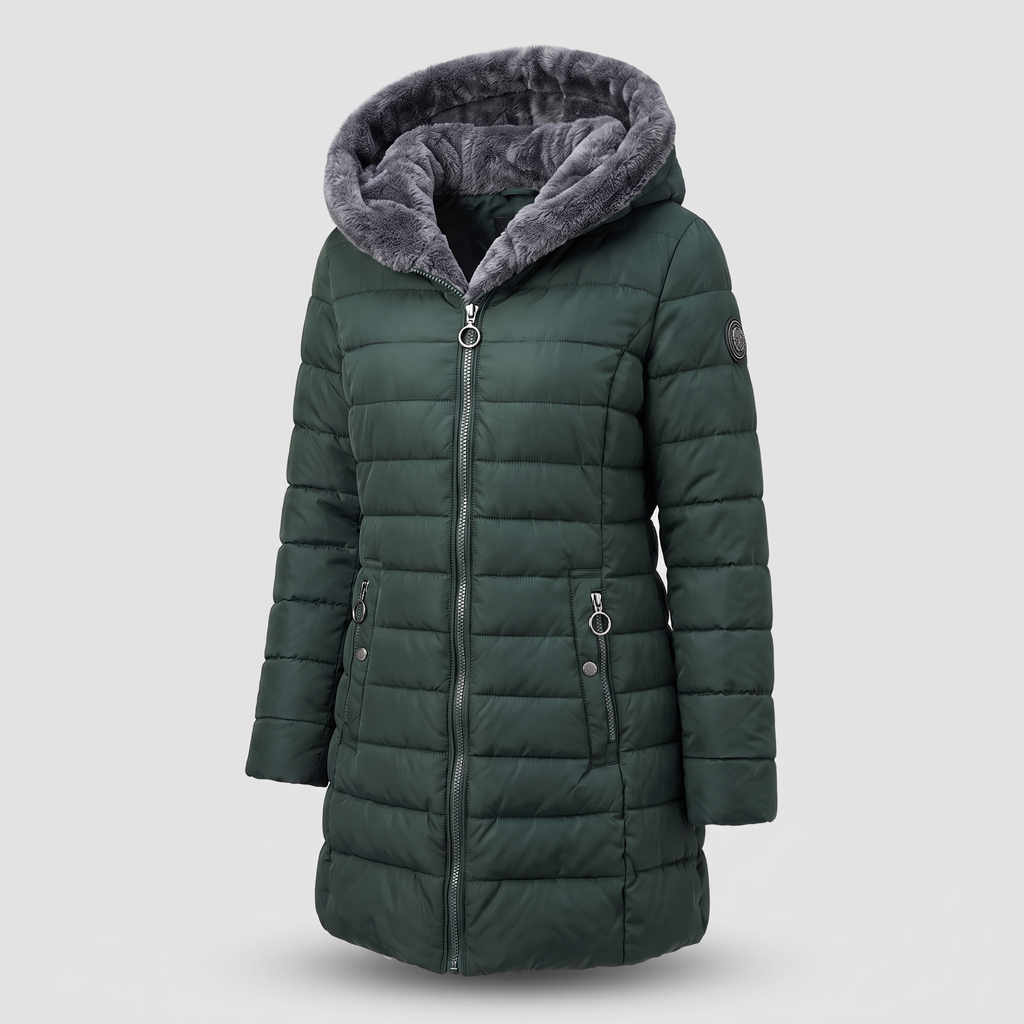 Damen Winterjacke mit Kapuze und Reißverschluss - 3